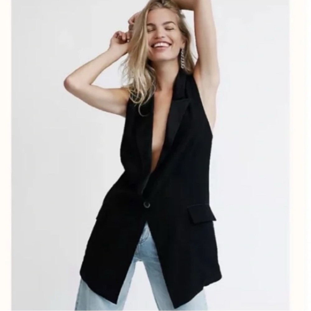 We The Free Black Sleeveless Blazer